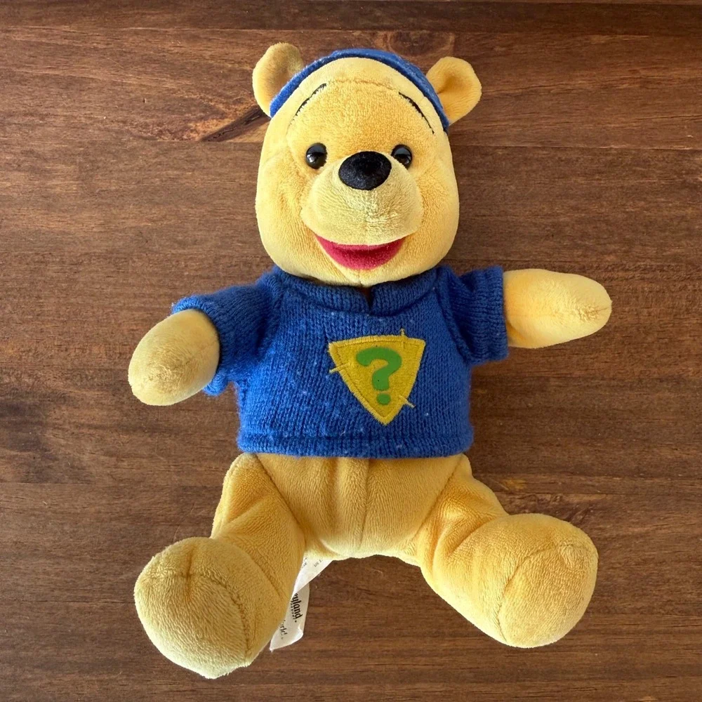 Disney Parks Winnie the Pooh Super Sleuth Plush Blue Sweater Detective Bear